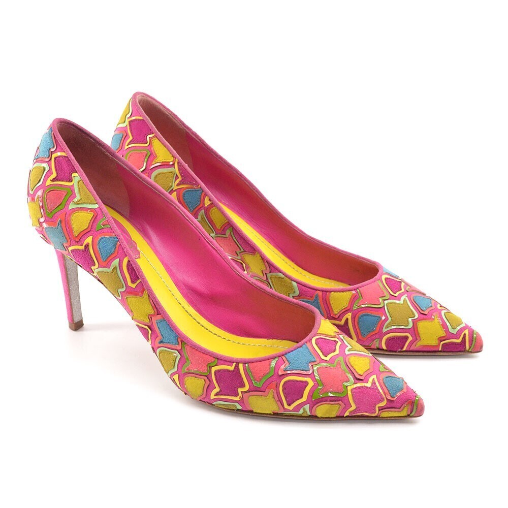 Rene Caovilla Decorated Pink Multi Stiletto Pumps 39